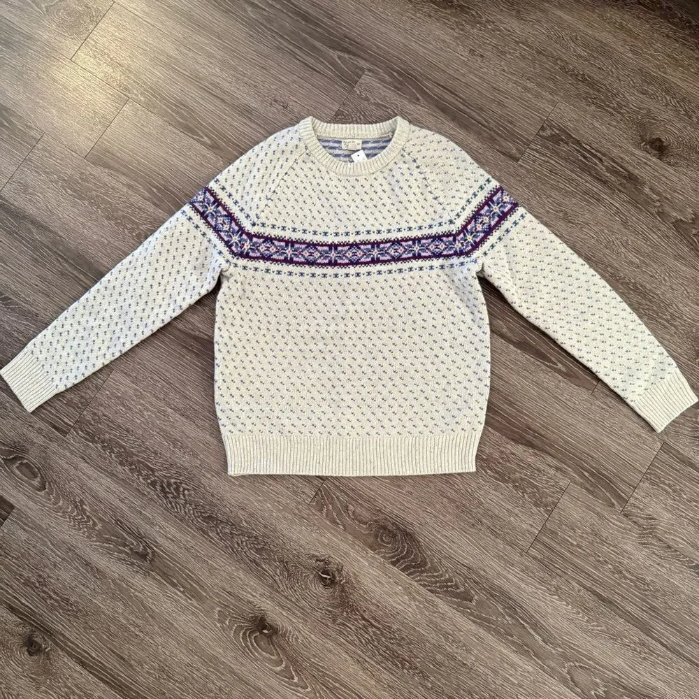 J. Crew Lambswool Fair Isle sweater with bird's eye New